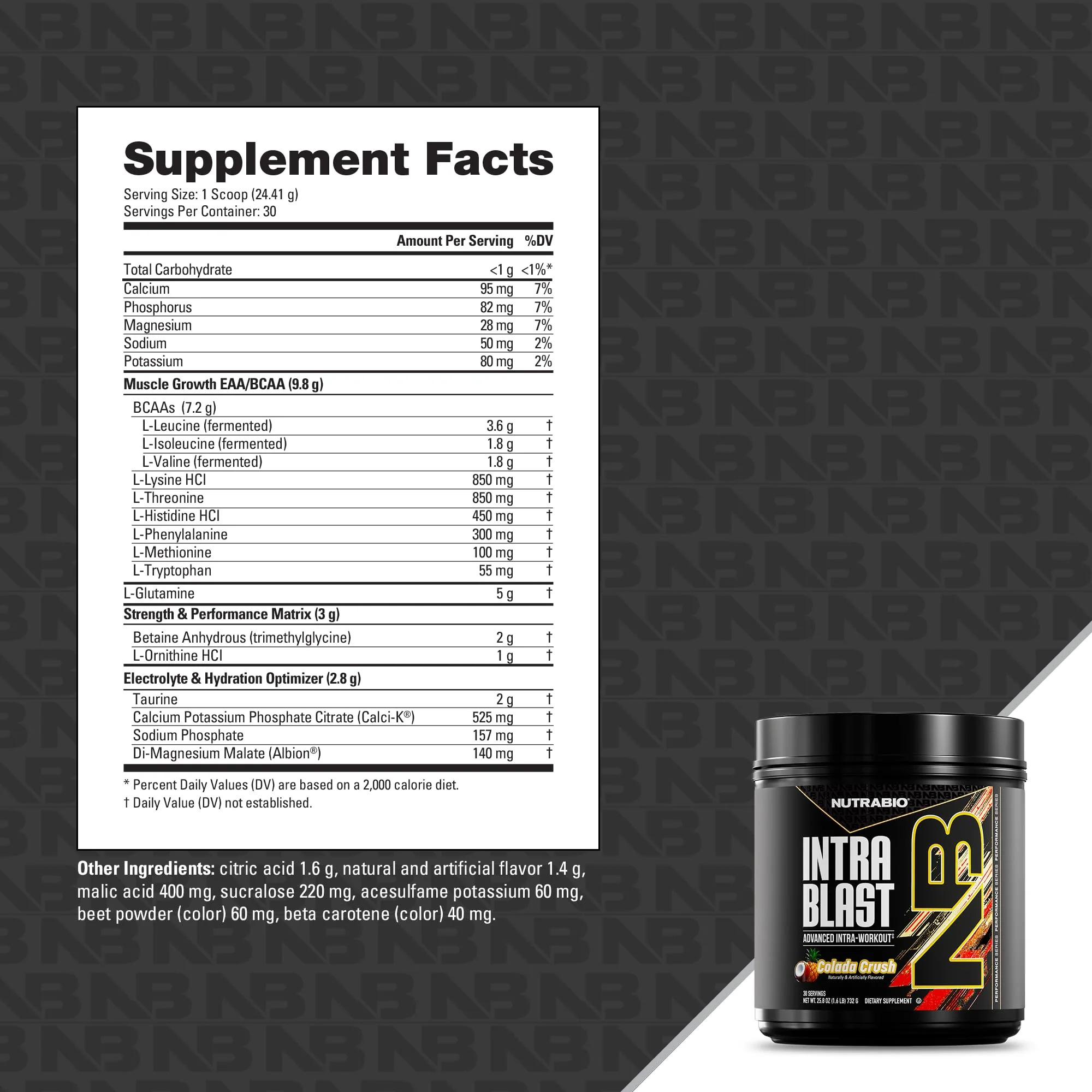 NutraBio Intra Blast Bcaa Powder Amino Acid Supplement, Electrolyte & Hydration Blend, Intra, Pre Workout & Muscle Recovery, 20g Eaa Amino Acids Powder, 5g Glutamine- Colada Crush, 30 Serving - Image 5