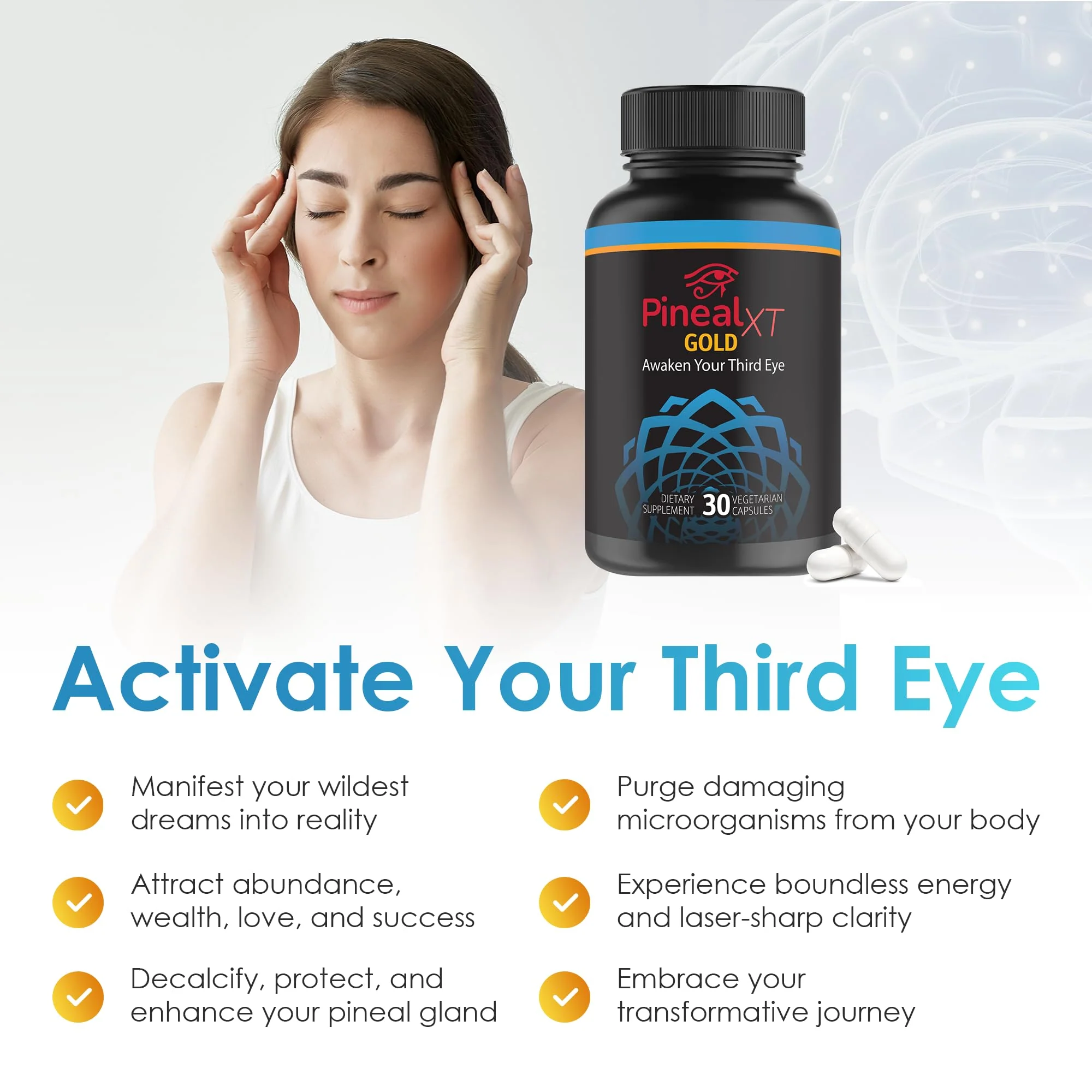 Nutraville Pineal XT Gold - Pineal Gland Supplement - Third Eye Awakening - Focus and Memory Supplement for Brain - 7 Powerful Ingredients Decalcify, Detox, and Activate Your Pineal Gland, 2 Pack - Image 7