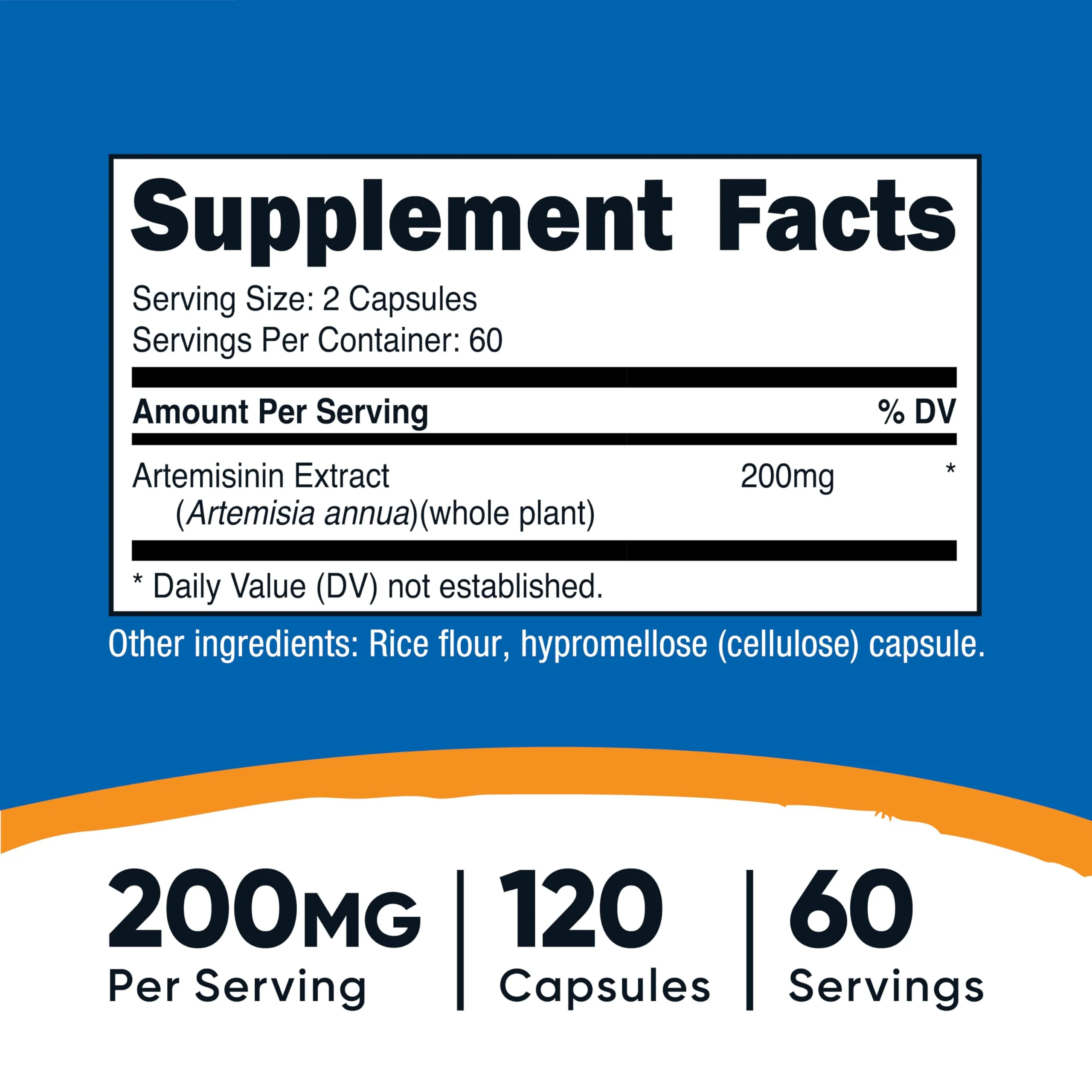 Nutricost Artemisinin 200mg, 120 Vegetarian Capsules - Non-GMO, Gluten Free, 60 Servings - Image 5