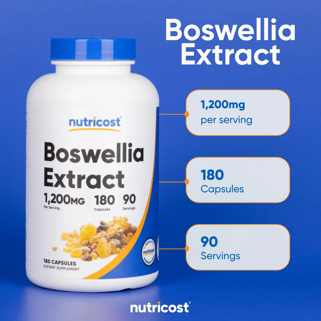 Nutricost Boswellia Extract Capsules (1,200 MG) (180 CAPS) - Gluten Free, Non-GMO, Vegan, 90 Servings - Image 4
