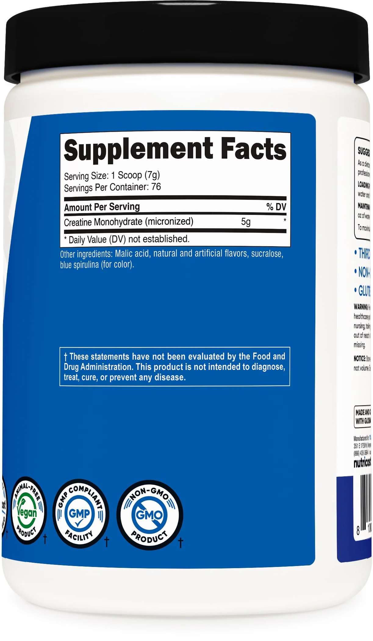 Nutricost Creatine Monohydrate Powder (Blue Raspberry), 500 Grams (1.1 LBS) - Image 3