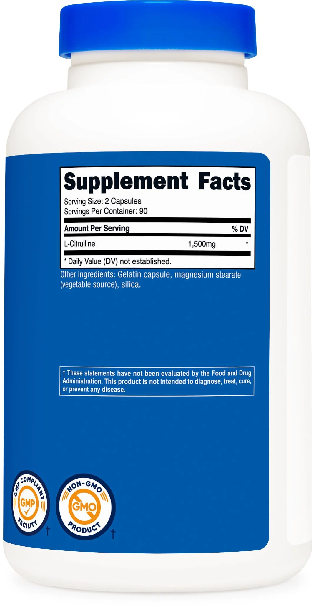 Nutricost L-Citrulline 1500mg, 180 Capsules - 750mg Per Capsule, Gluten Free, Non-GMO, Packaging May Vary - Image 3