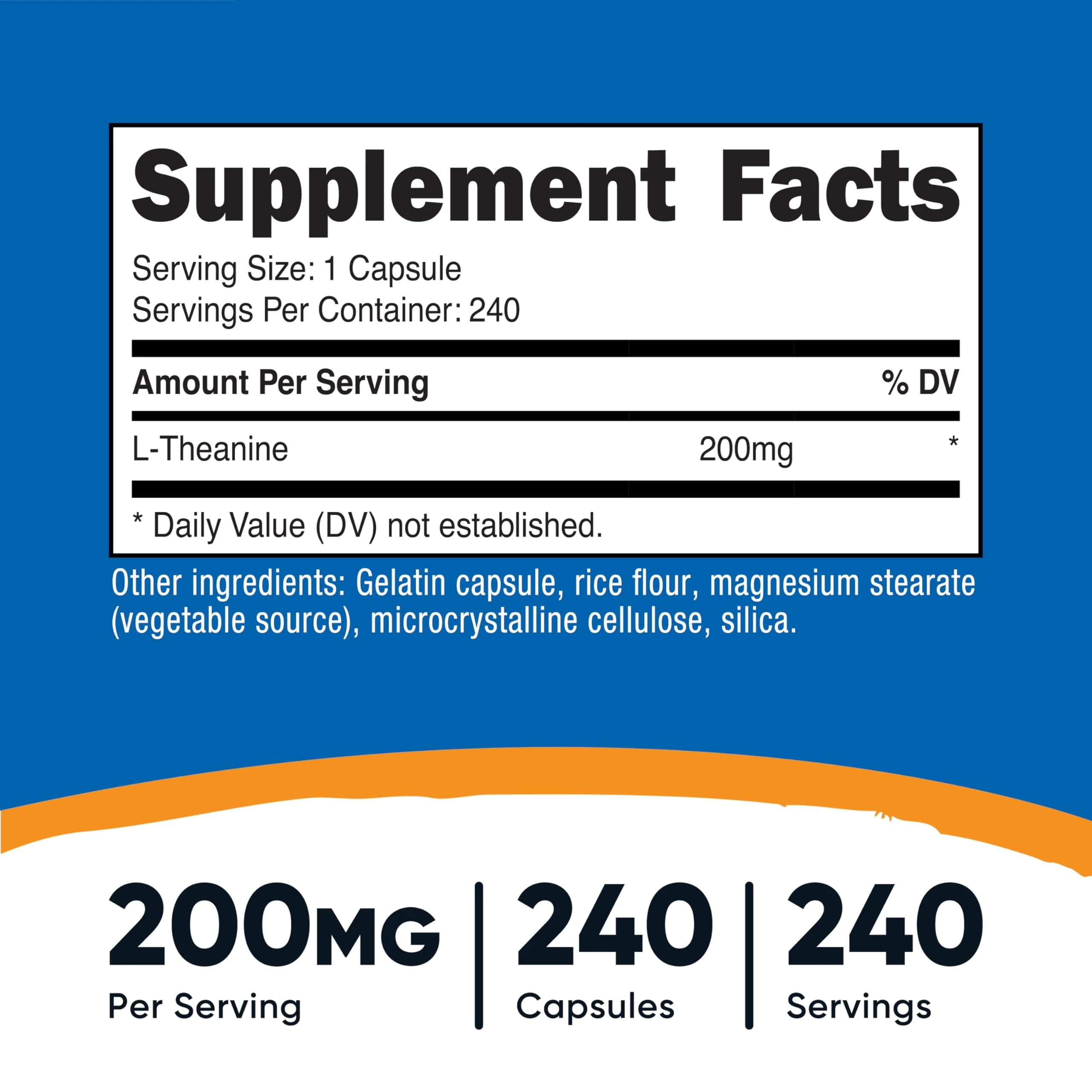 Nutricost L-Theanine 200mg, 240 Capsules - Double Strength - Image 6
