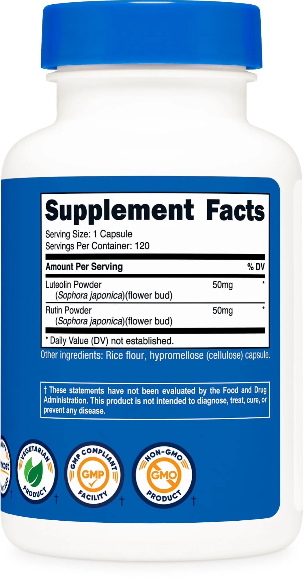 Nutricost Luteolin with Rutin Complex 100mg (50mg Luteolin, 50mg Rutin) 120 Capsules - Vegetarian, Non-GMO, Gluten Free - Image 2