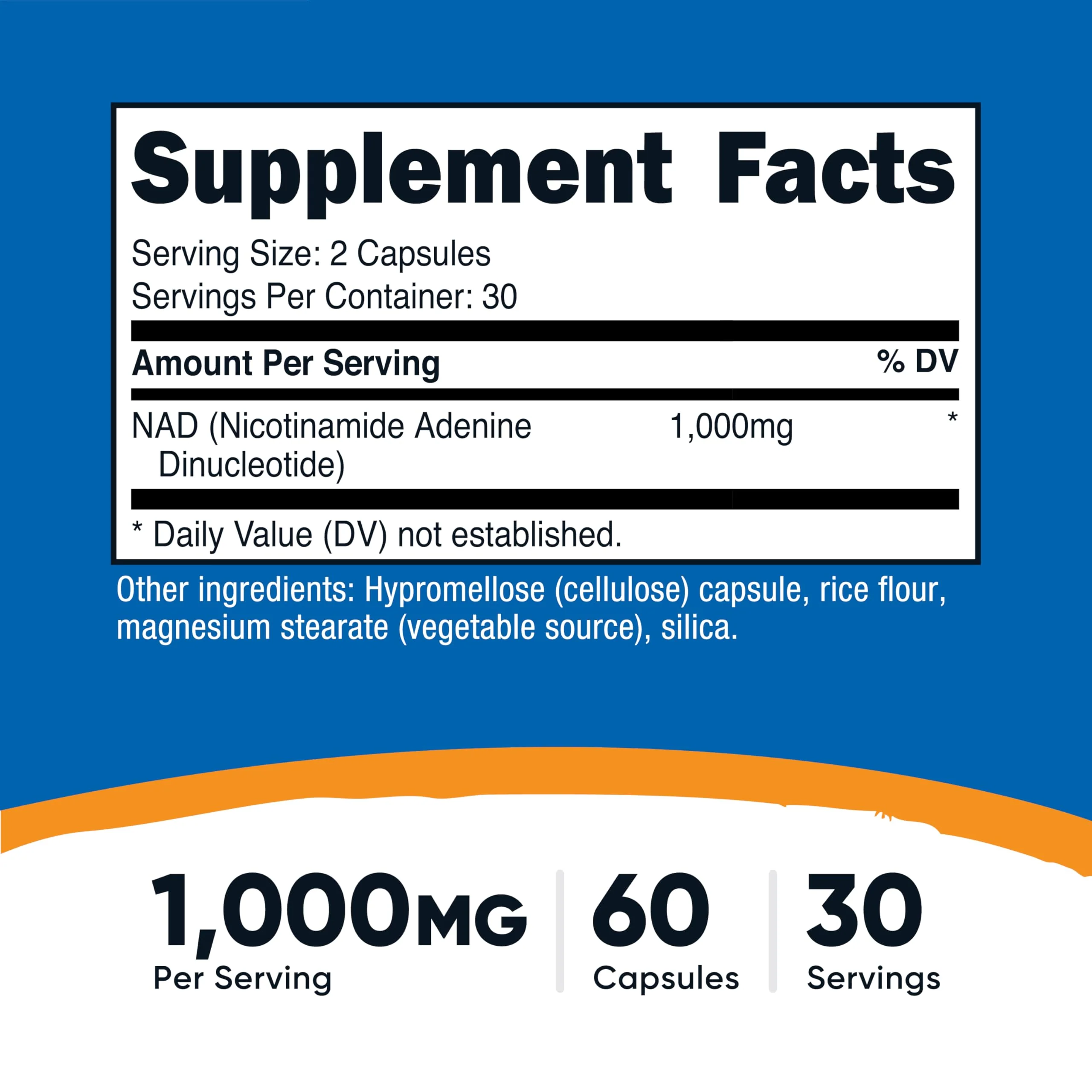 Nutricost NAD+ Supplement (1,000mg) 60 Capsules - Nicotinamide Adenine Dinucleotide, Vegan, GMO-Free, Gluten-Free, 30 Servings - Image 5