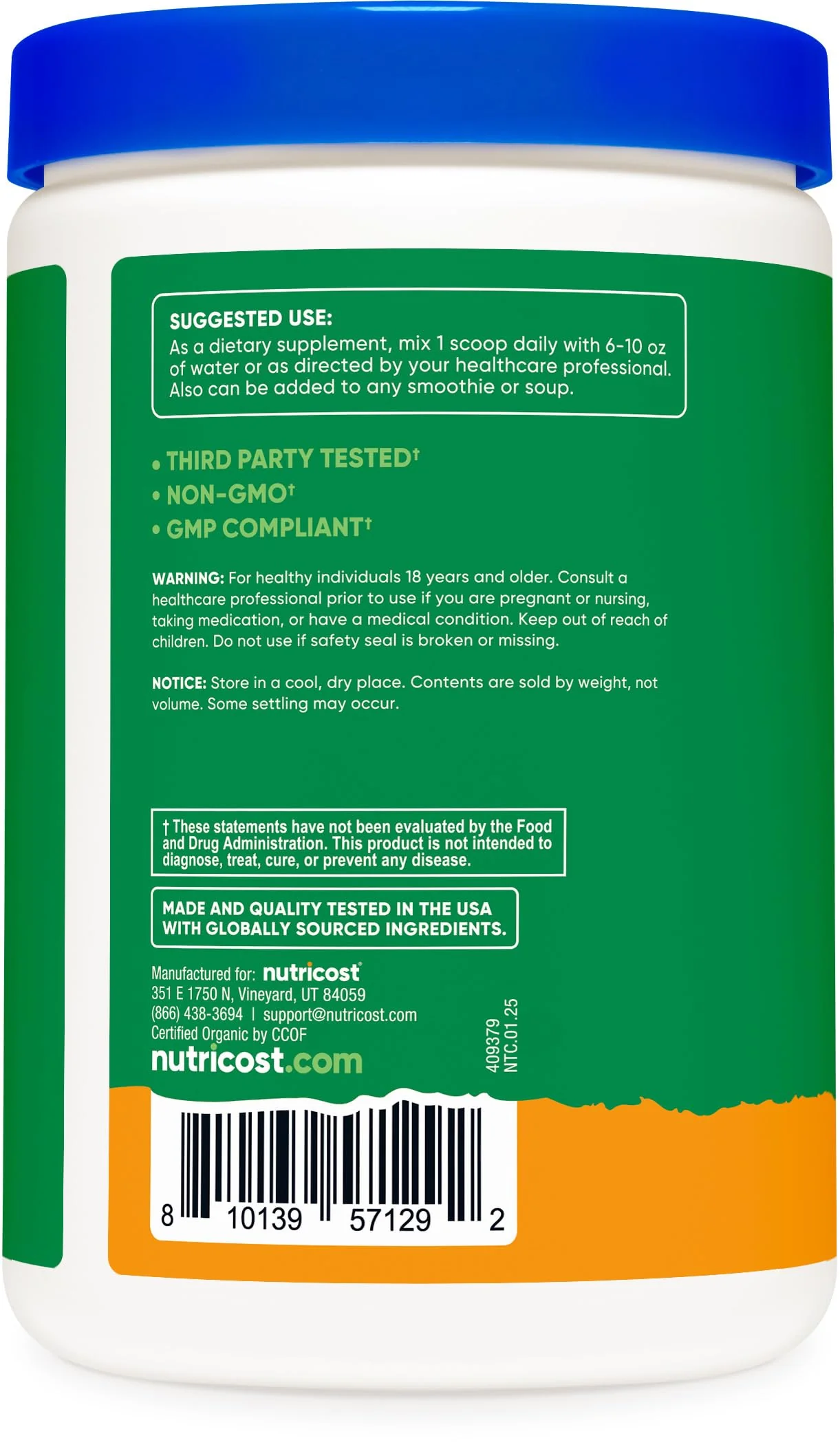 Nutricost Organic Super Greens Powder (30 Servings) Orange Sunrise Flavor - Superfood Supplement Drink Mix - Image 3