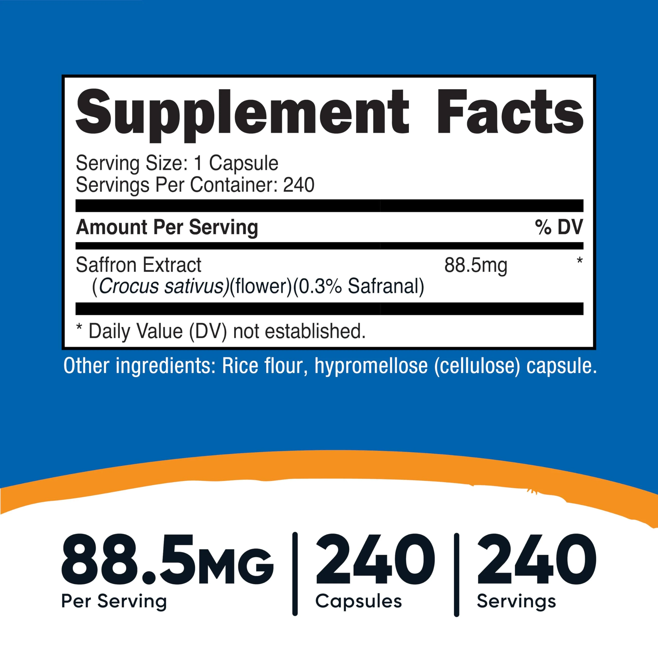 Nutricost Saffron Extract 88.5mg, 240 Capsules - Veggie Caps, Non-GMO, Gluten Free - Image 8