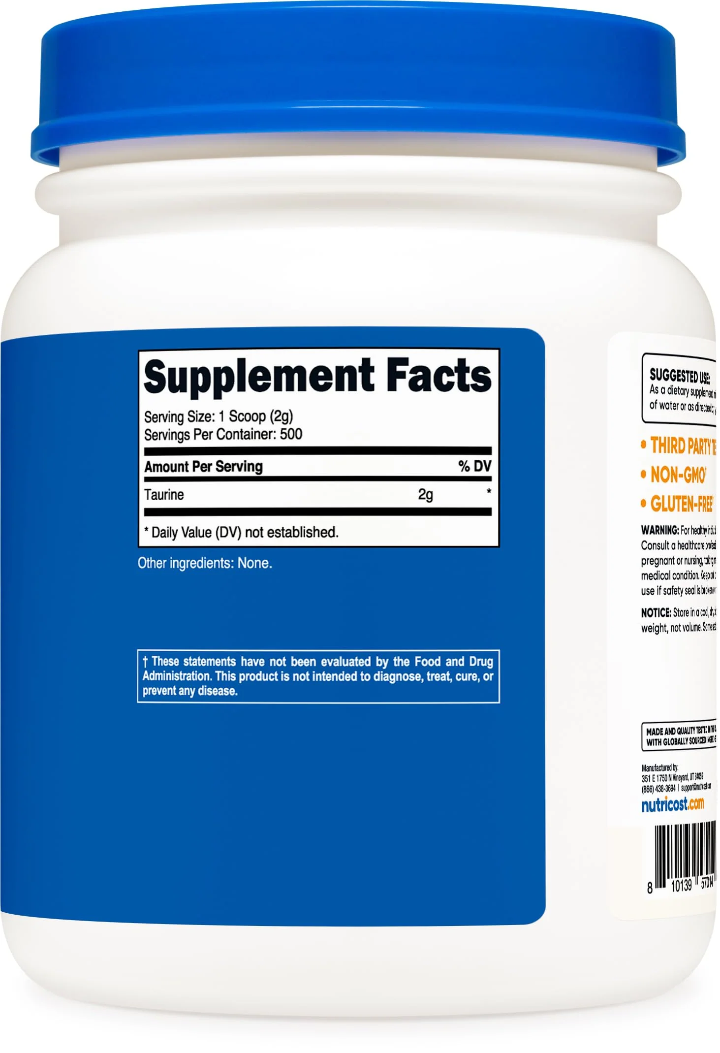 Nutricost Taurine Powder (1KG) - 500 Servings - Image 2