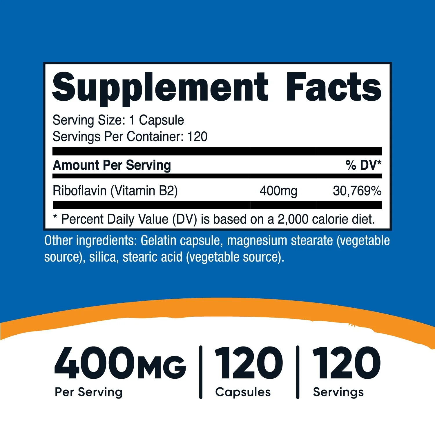 Nutricost Vitamin B2 (Riboflavin) 400mg, 120 Capsules (2 Bottles) - Image 7