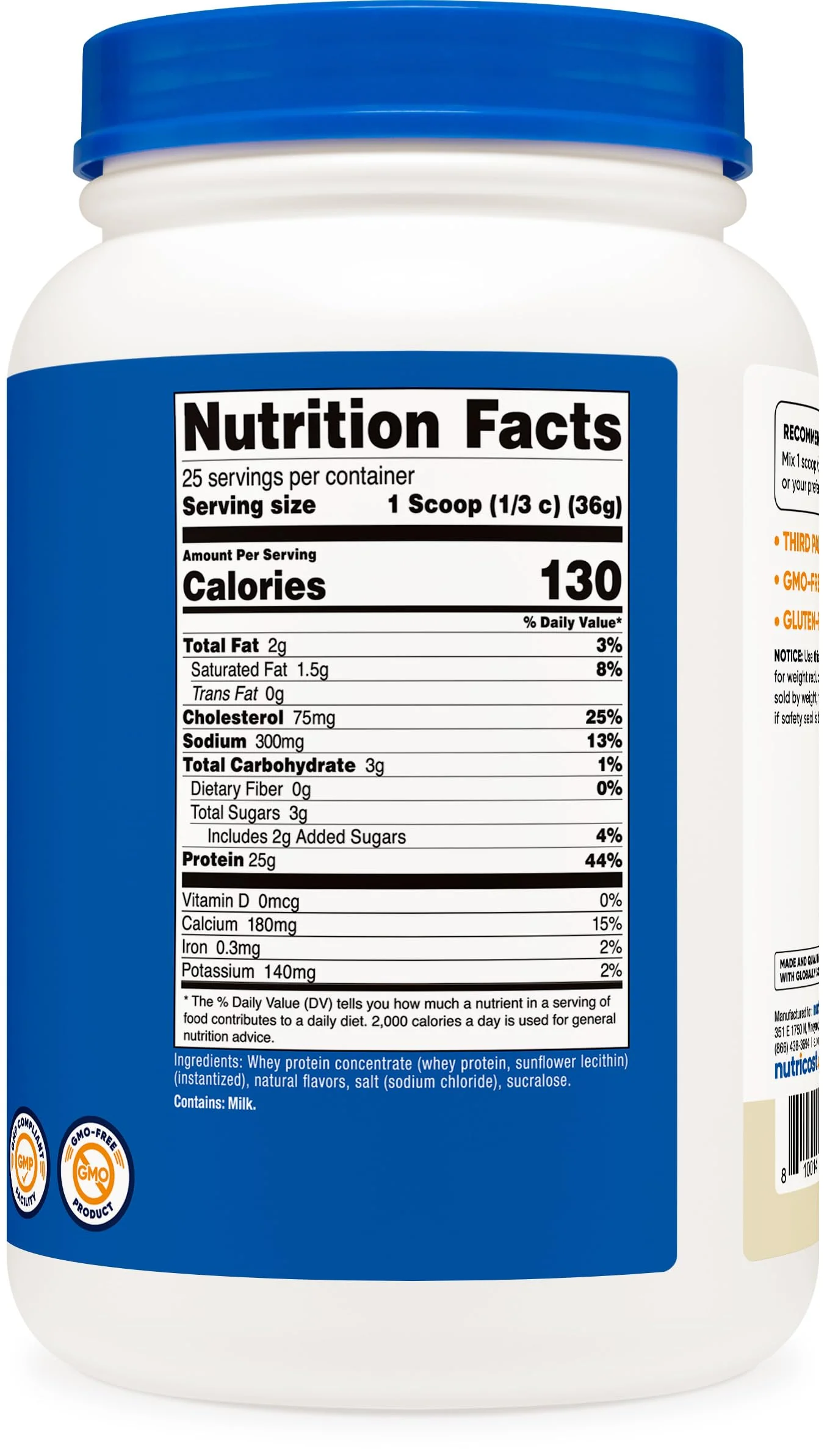Nutricost Whey Protein Concentrate (Vanilla) 2LBS - Image 2