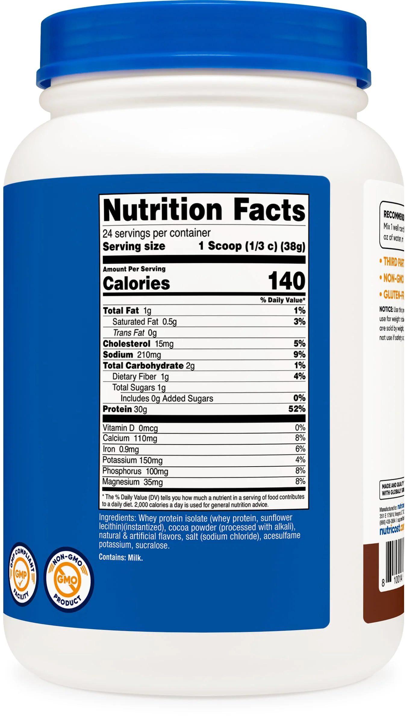 Nutricost Whey Protein Isolate (Milk Chocolate) 2LBS - Image 2