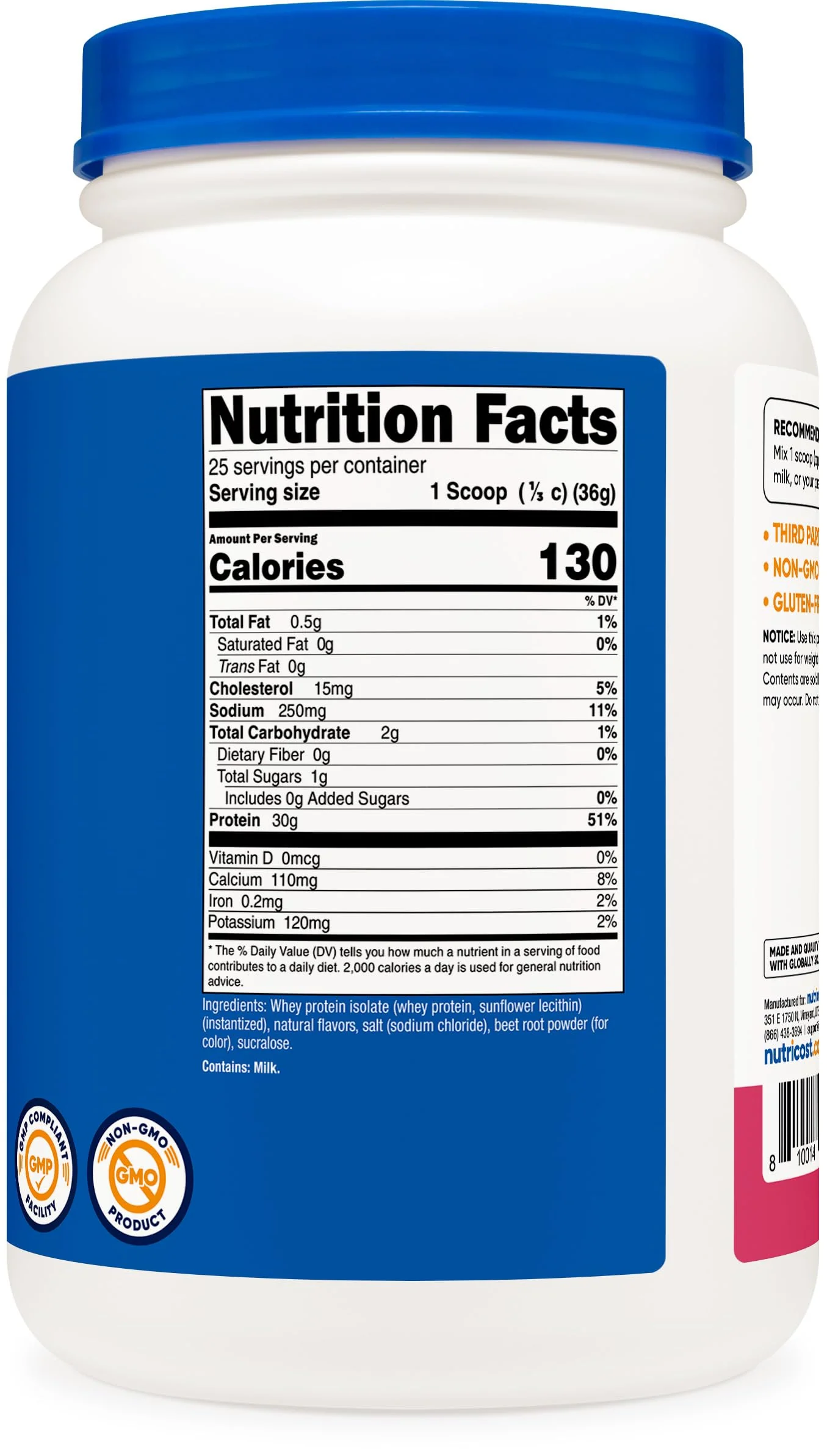 Nutricost Whey Protein Isolate (Strawberry Acai, 2 Pounds) - Image 2