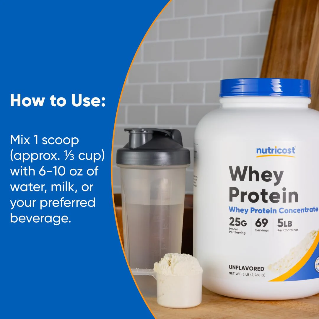 Nutricost Whey Protein Powder, Unflavored, 5 pounds - from Whey Protein Concentrate - Image 3