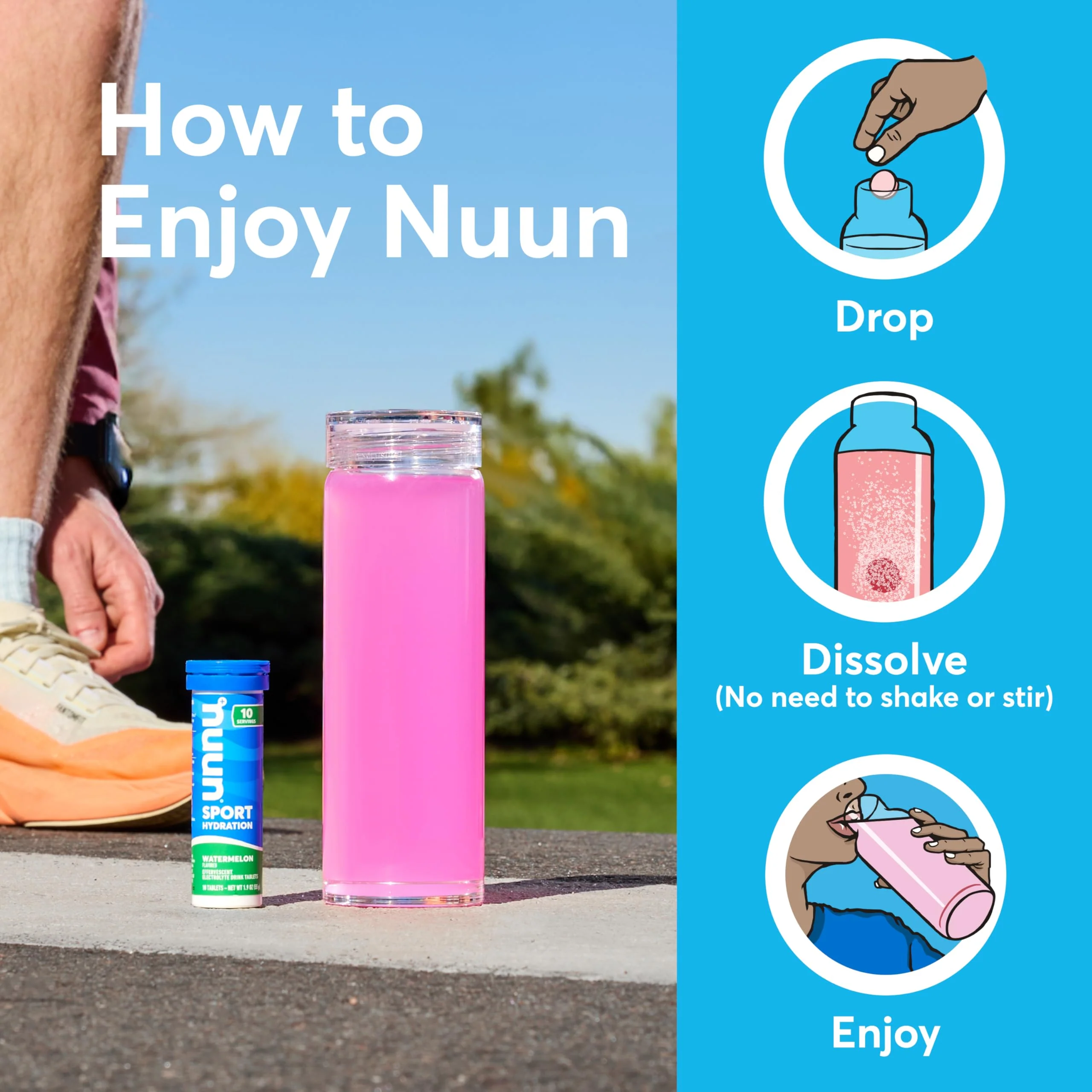 Nuun Sport Electrolyte Tablets with Magnesium, Calcium, Potassium, Chloride & Sodium, Gluten Free & Vegan, Mixed Flavors, 4 Pack (40 Servings Total) - Image 2