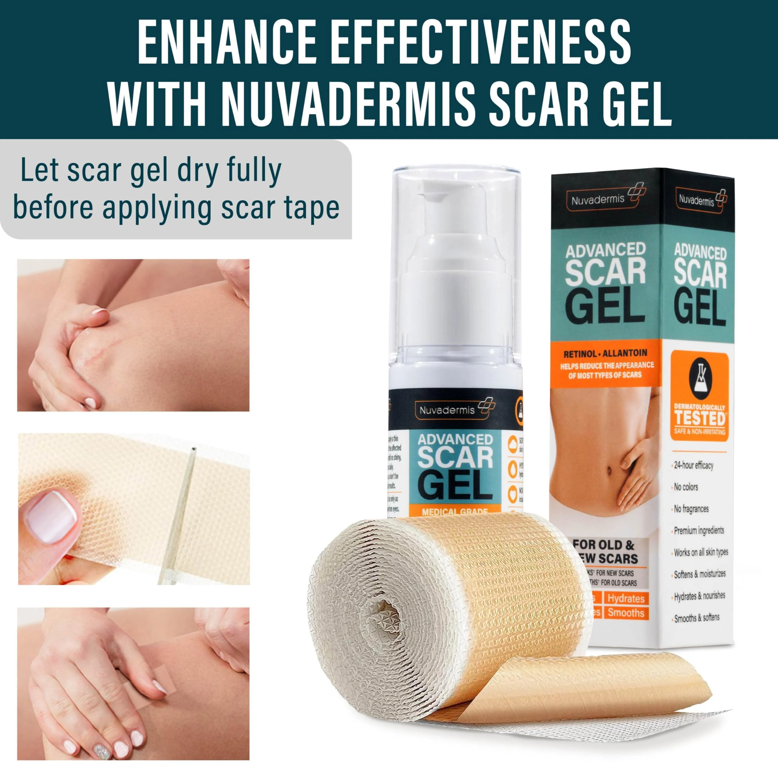 NUVADERMIS Silicone Scar Tape for Surgical Scars - 120" x 1.5" Roll - Medical Grade Scar Tape for Wrinkles, Surgical Scars, Keloid Scars, and Hypertrophic Scars - Reusable Scar Sheets Roll - 1 Pack - Image 2