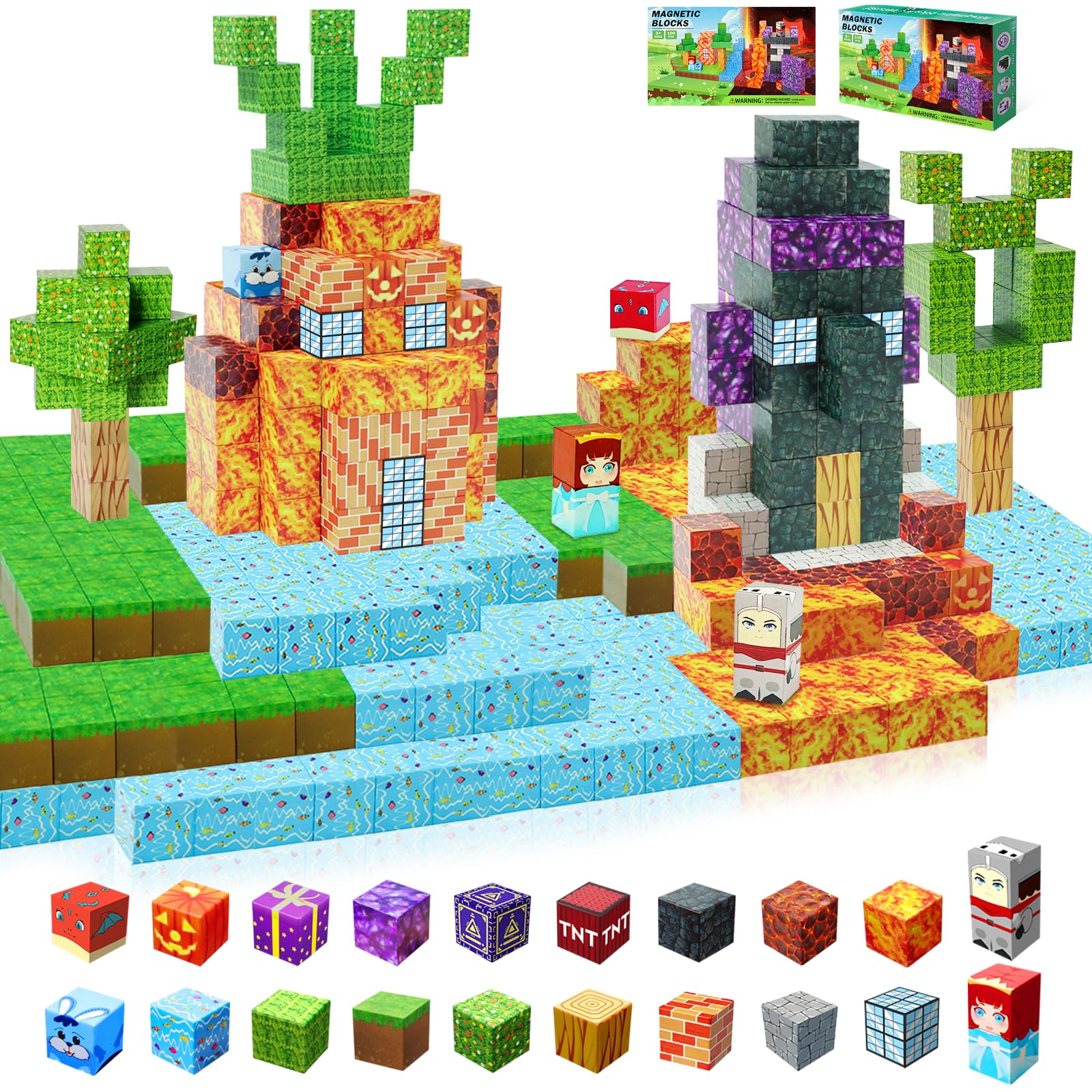 NVDILO Magnetic Blocks - 100pcs Magnetic Building Blocks,1inch Magnetic Cubes Building Blocks Toys for Halloween Christmas Birthday Gift - STEM Sensory Toys for 3+ Years Old Girl Boys - Image 2