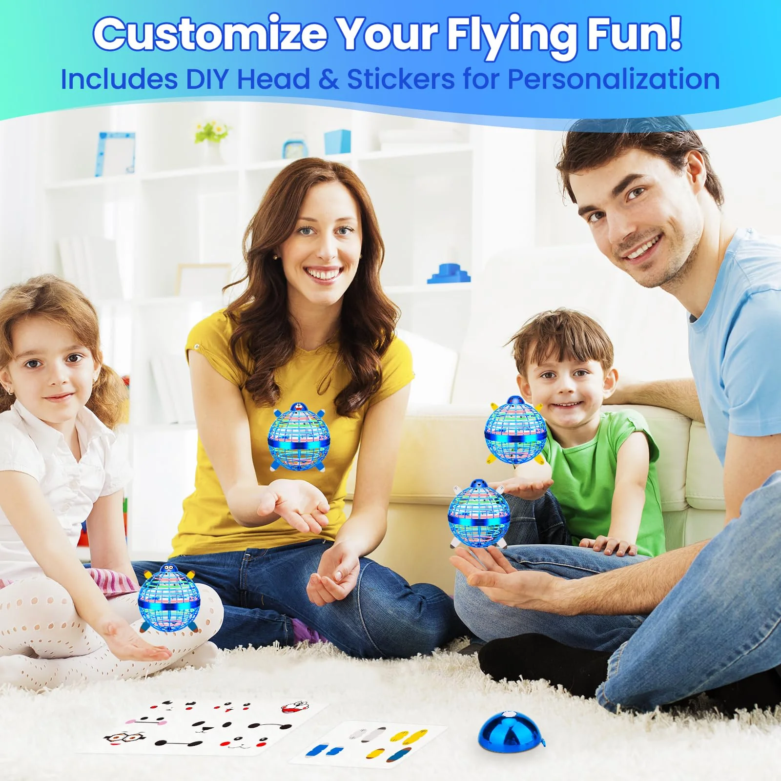 NWLAEWR Flying Orb Ball Toy, Parachute Hand Controlled Hover Ball with LED Lights, 360° Rotating Boomerang Globe, Cool Mini Drone for Kids, Ideal Birthday&Christmas Gift for Boys and Girls-Bright Blue - Image 3