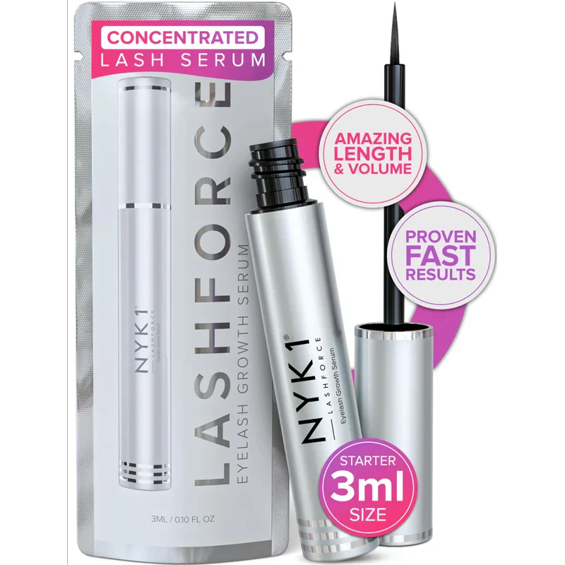 NYK1 CONCENTRATED Lash Serum For Eyelash Growth (3ml) LashForce Eyelash Serum To Grow Lashes Longer And Thicker Eyelash Growth Serum - Lash Growth Serum For Enhanced Eye Lash Serum Growth