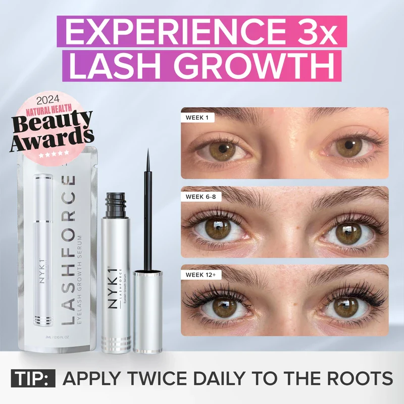 NYK1 CONCENTRATED Lash Serum For Eyelash Growth (3ml) LashForce Eyelash Serum To Grow Lashes Longer And Thicker Eyelash Growth Serum - Lash Growth Serum For Enhanced Eye Lash Serum Growth - Image 4