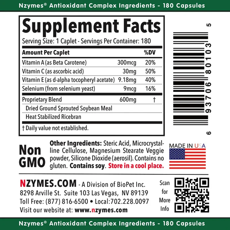 Nzymes® Antioxidant Complex for People of All Ages. Powerful antioxidant Formula for Today's Environmental Challenges. - 360 Count - Made in The USA - Image 3