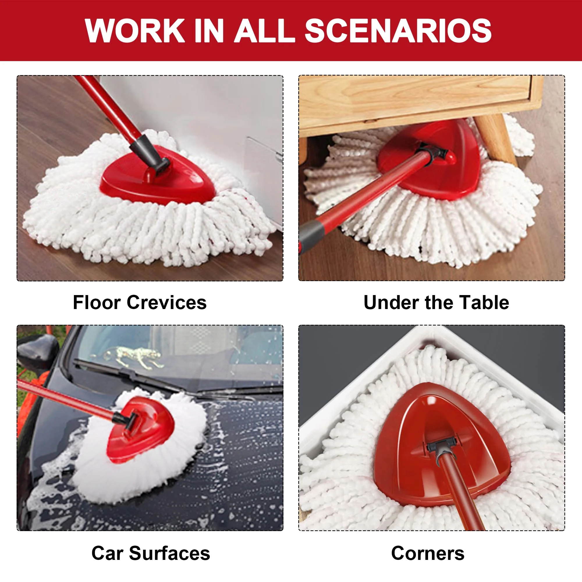 O-Ceda Easy Wrin Spin Mop Replacement - 8 Pack Microfiber Spin Mop Heads, Easy Cleaning Refills - Image 7