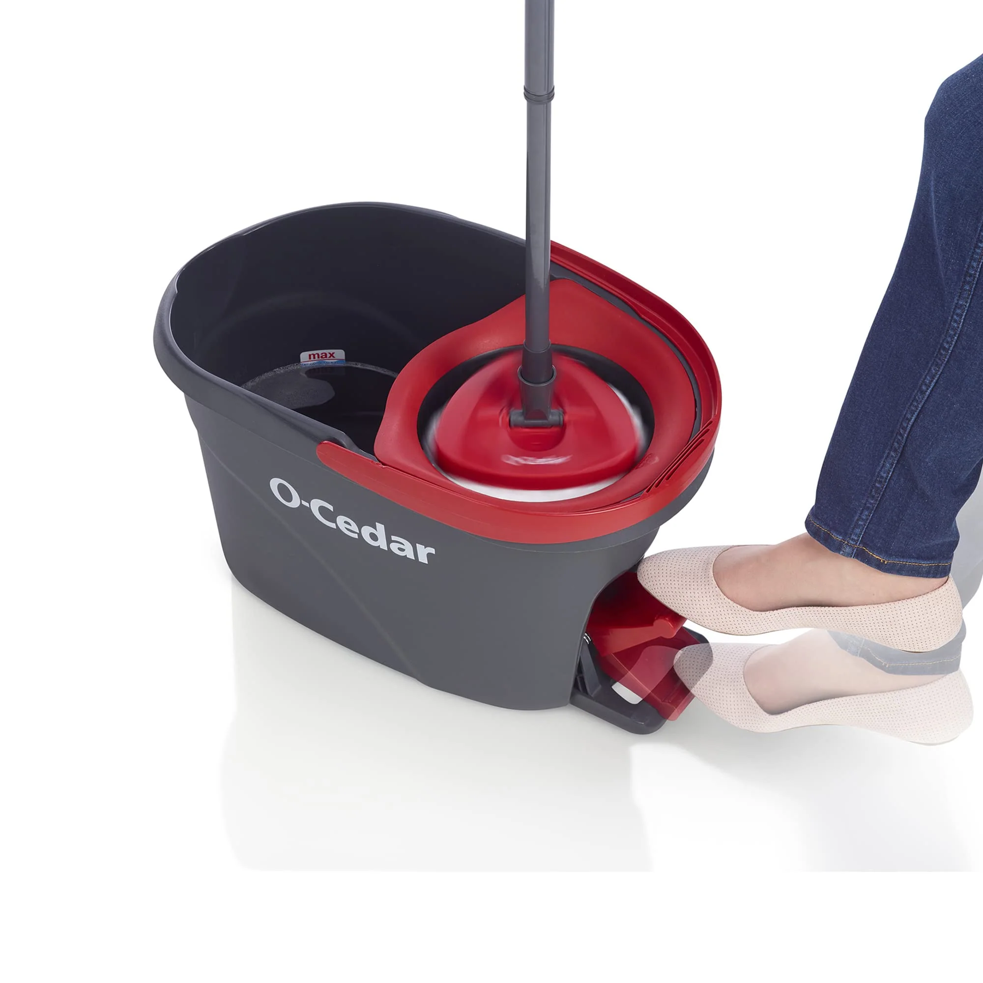 O-Cedar EasyWring Microfiber Spin Mop & Bucket Floor Cleaning System + 2 Extra Refills, Red/Gray - Image 15
