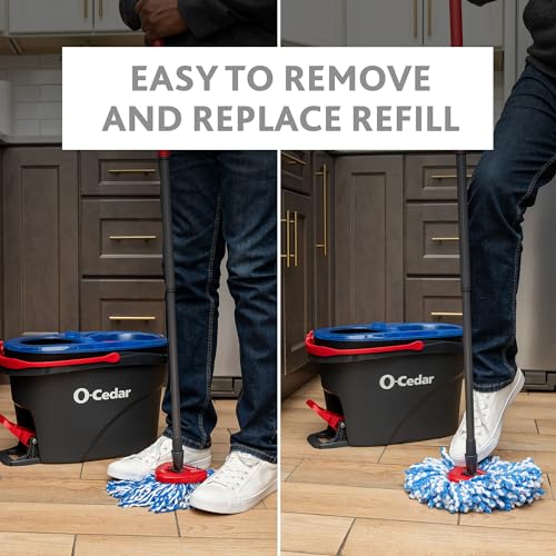 O-Cedar EasyWring RinseClean Microfiber Spin Mop & Bucket Floor Cleaning System with 3 Extra Refills, Plastic, Grey - Image 11