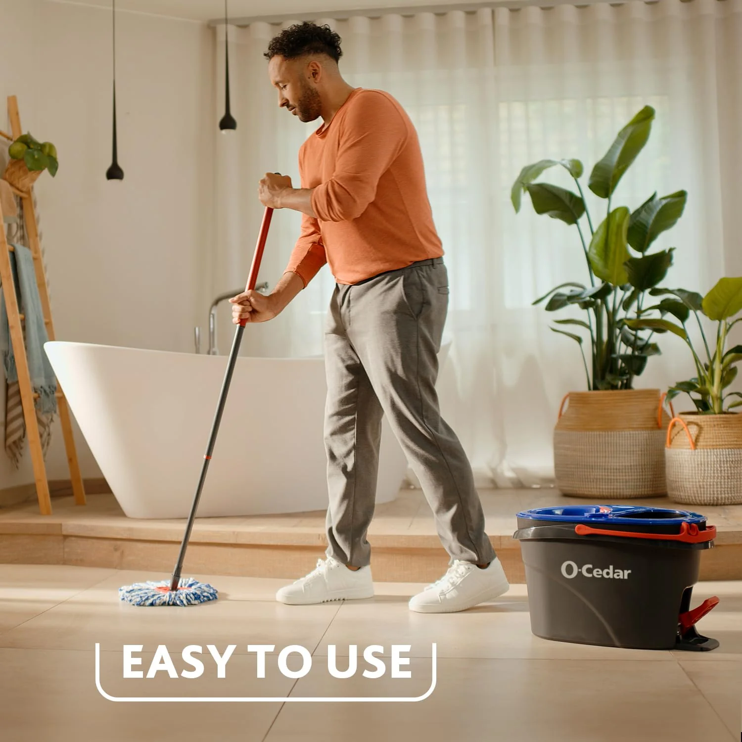 O-Cedar EasyWring RinseClean Microfiber Spin Mop & Bucket Floor Cleaning System with 3 Extra Refills, Plastic, Grey - Image 21