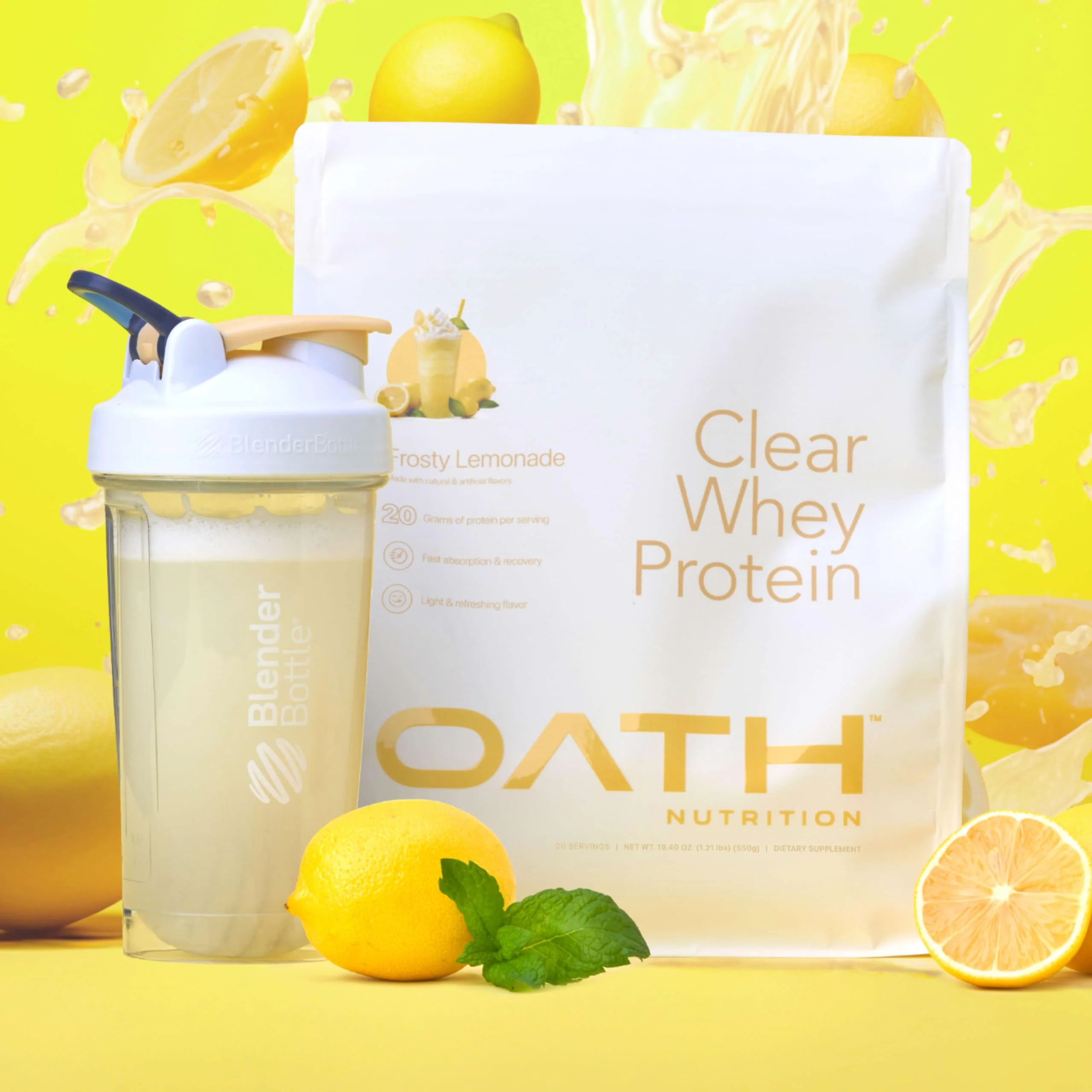 Oath Nutrition Clear Whey Isolate Protein Powder, Frosty Lemonade, 20g Complete Protein per Serving, No Added Sugar, Grass-Fed, 18 Servings - Image 3