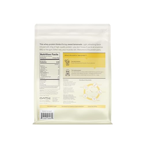 Oath Nutrition Clear Whey Isolate Protein Powder, Frosty Lemonade, 20g Complete Protein per Serving, No Added Sugar, Grass-Fed, 18 Servings - Image 7