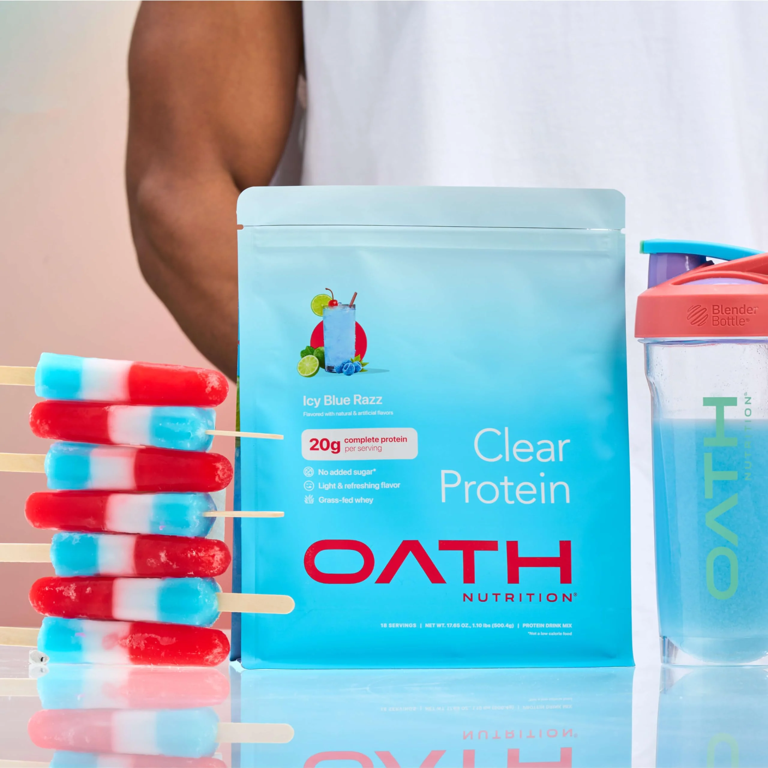 Oath Nutrition Clear Whey Isolate Protein Powder, ICY Blue Razz, 20g Complete Protein per Serving, No Added Sugar, Grass-Fed, 18 Servings - Image 2