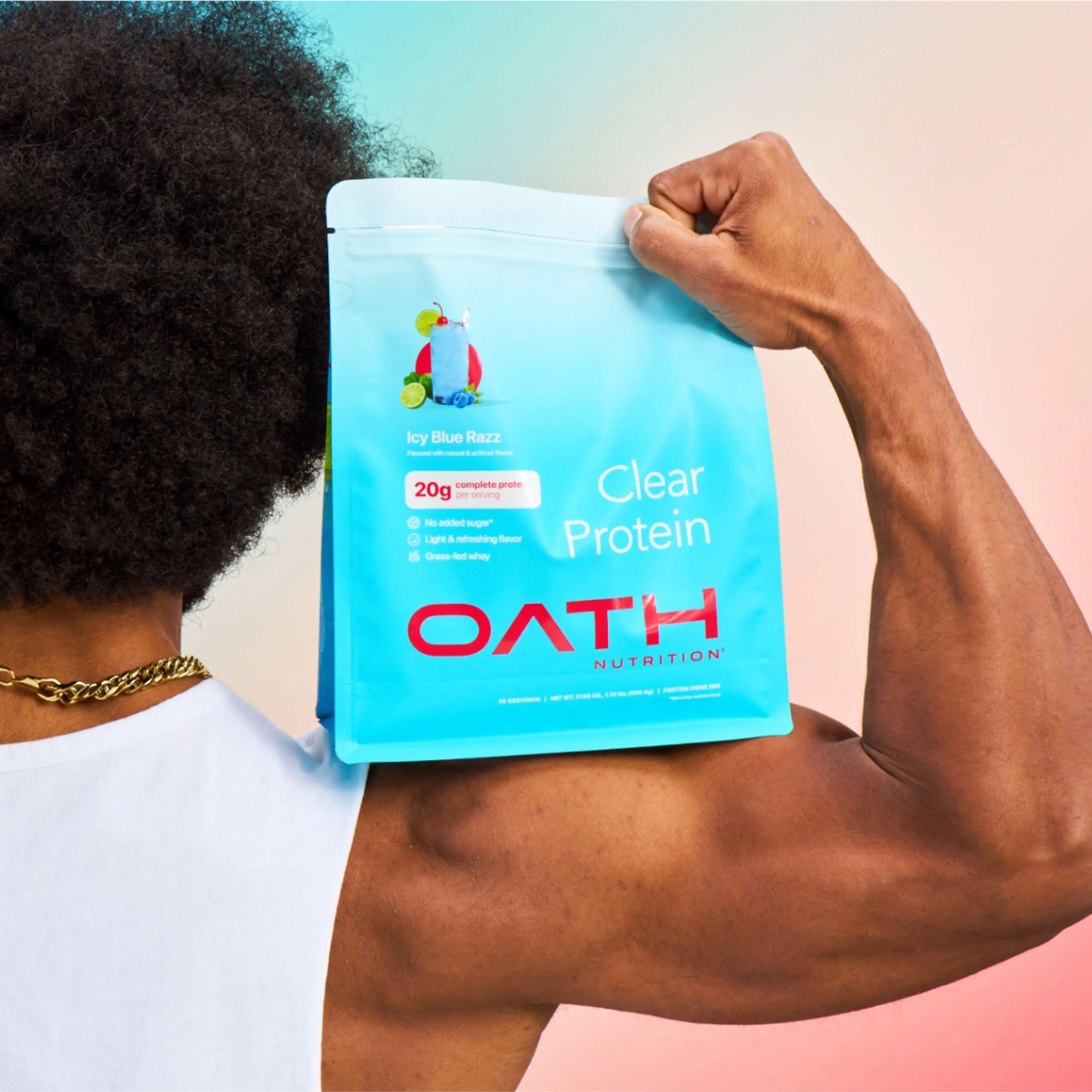 Oath Nutrition Clear Whey Isolate Protein Powder, ICY Blue Razz, 20g Complete Protein per Serving, No Added Sugar, Grass-Fed, 18 Servings - Image 3