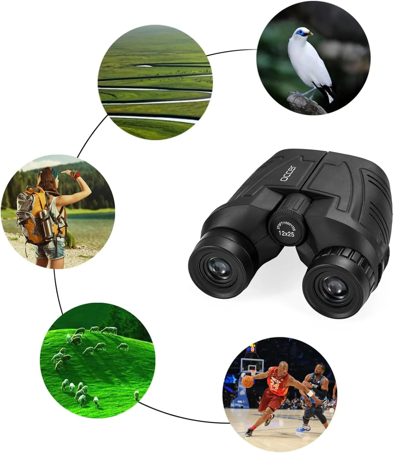 Occer Prismáticos compactos de 12 x 25 para adultos y niños, ocular grande impermeable con visión de poca luz, binoculares de fácil enfoque de alta potencia para observación de aves, caza al aire - Image 6