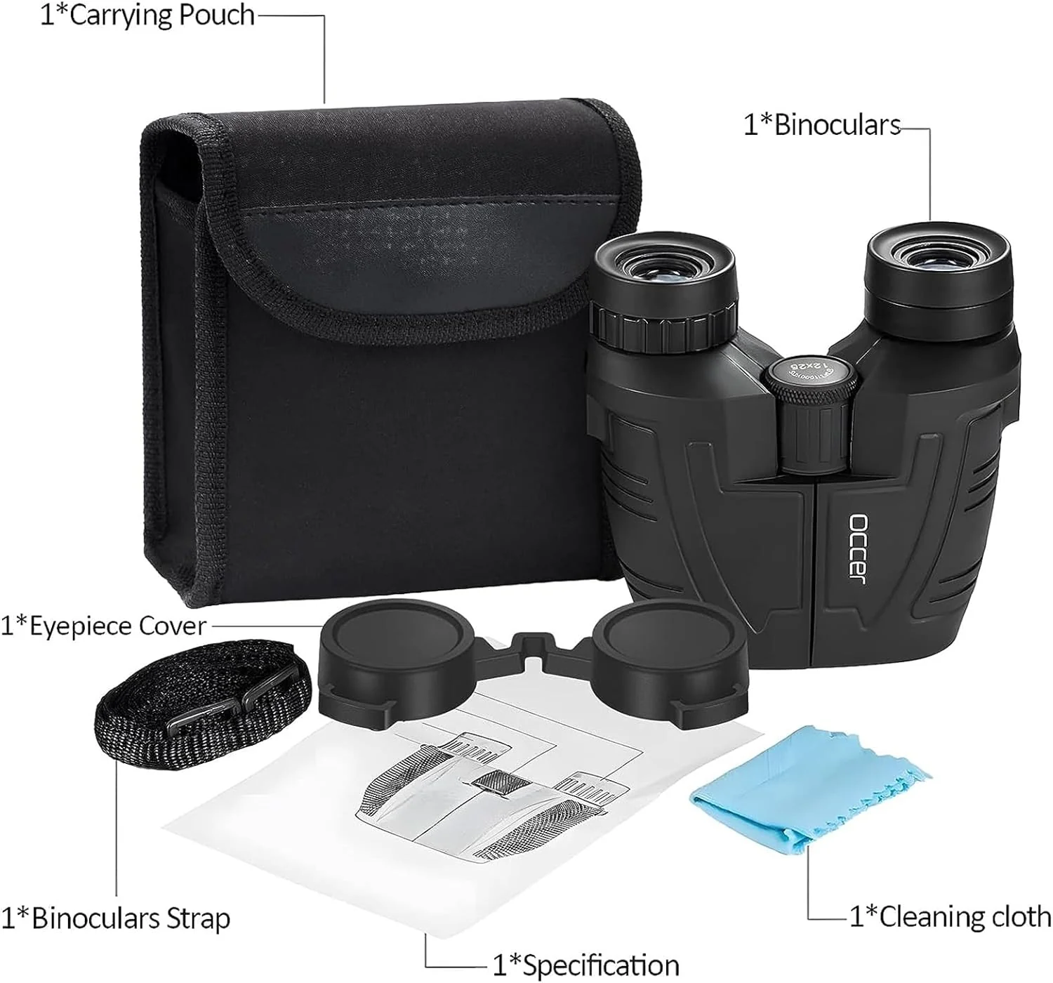 Occer Prismáticos compactos de 12 x 25 para adultos y niños, ocular grande impermeable con visión de poca luz, binoculares de fácil enfoque de alta potencia para observación de aves, caza al aire - Image 7