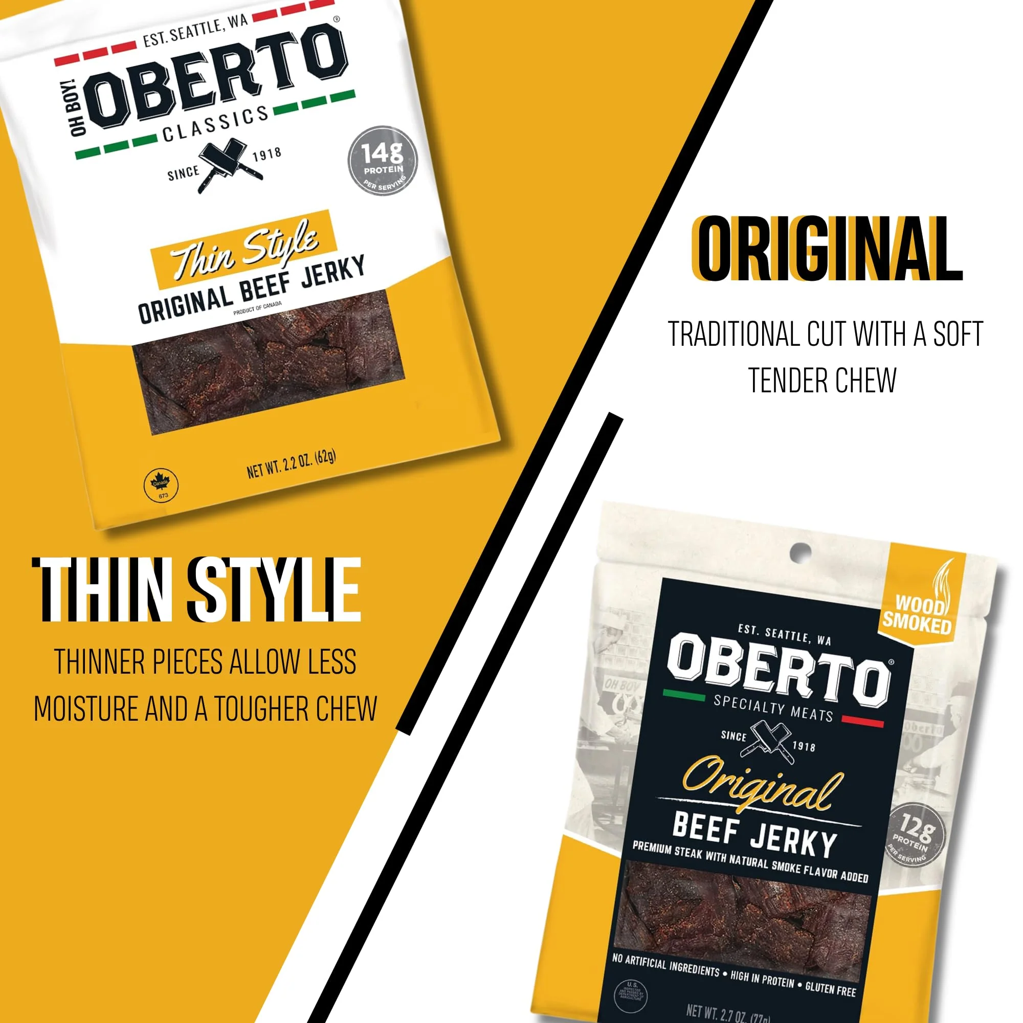 Oh Boy! Oberto Classics Thin Style Original Beef Jerky, 1.2 Ounce (Pack of 8) - Image 5