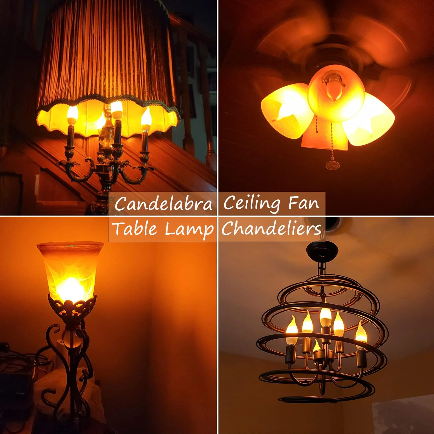 OHLGT E12 Flame Bulbs 8 Packs, 3 Mode LED Candelabra Flame Light Bulb 2.0 Watt Warm White Chandelier Flame Bulbs,1800k Candle Light Bulbs, Flame Tip for Christmas Party Decorations - Image 2