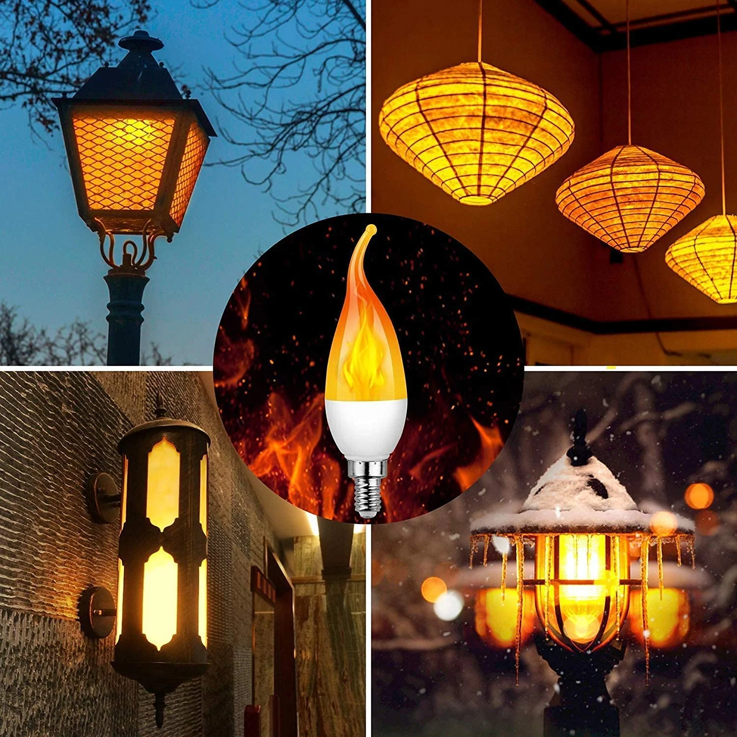 OHLGT E12 Flame Bulbs 8 Packs, 3 Mode LED Candelabra Flame Light Bulb 2.0 Watt Warm White Chandelier Flame Bulbs,1800k Candle Light Bulbs, Flame Tip for Christmas Party Decorations - Image 4