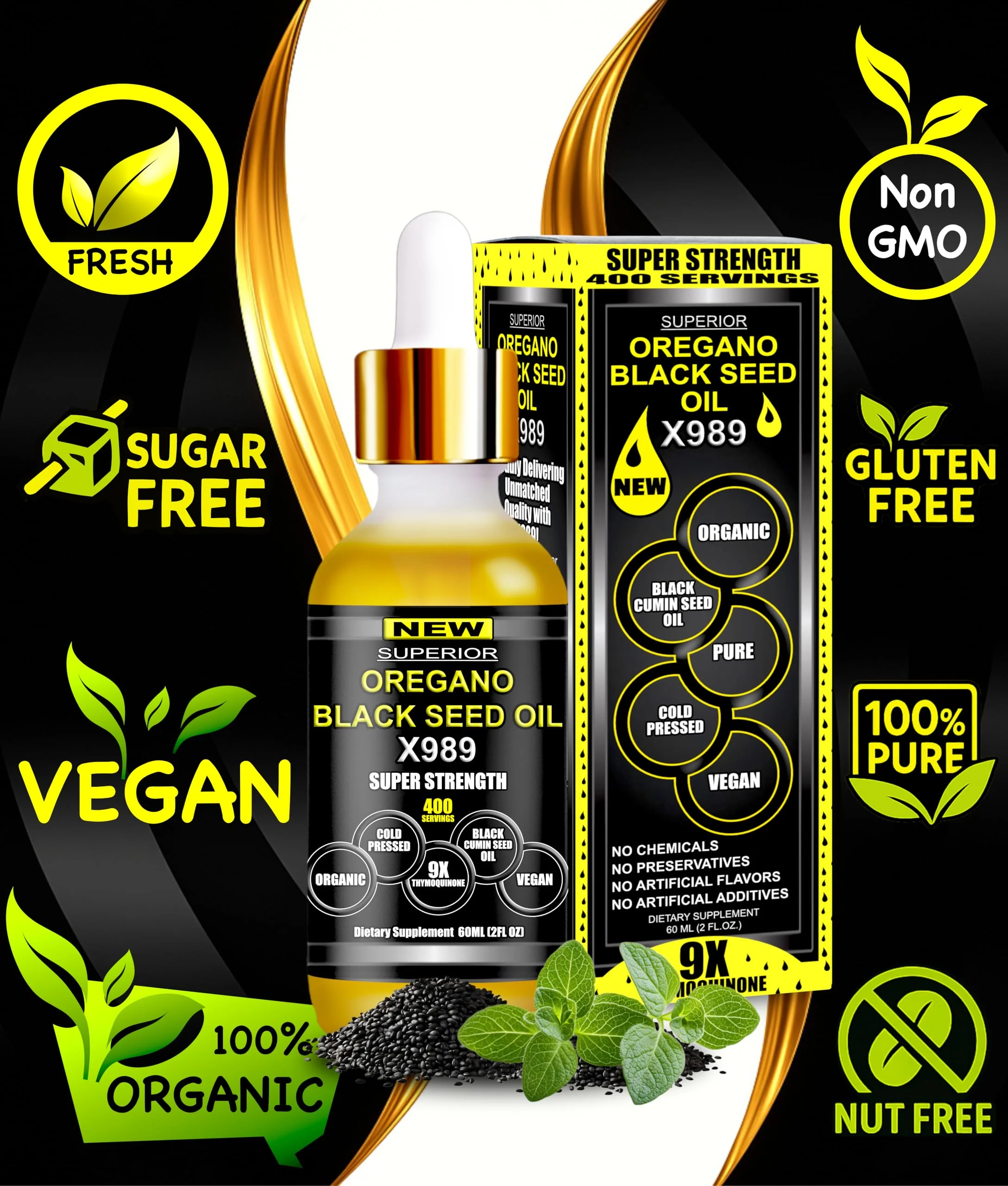 Oil Of Oregano With Black Seed Oil - 400 Servings, 2 in 1 Wild Oregano Oil with Black Seed Oil Drops, Organic Supplement, Alternative to Oregano and Black Seed oil Gel Capsules, Non-GMO, Vegan - Image 7