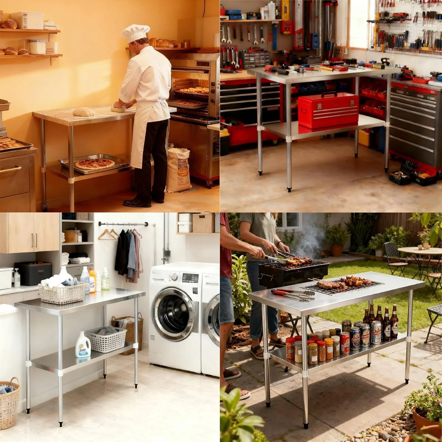 Okeyolive Stainless Steel Work Table 24 x 36 Inch, NSF Commercial Prep Table with Undershelf, Heavy Duty Food Prep Workstation - Image 2