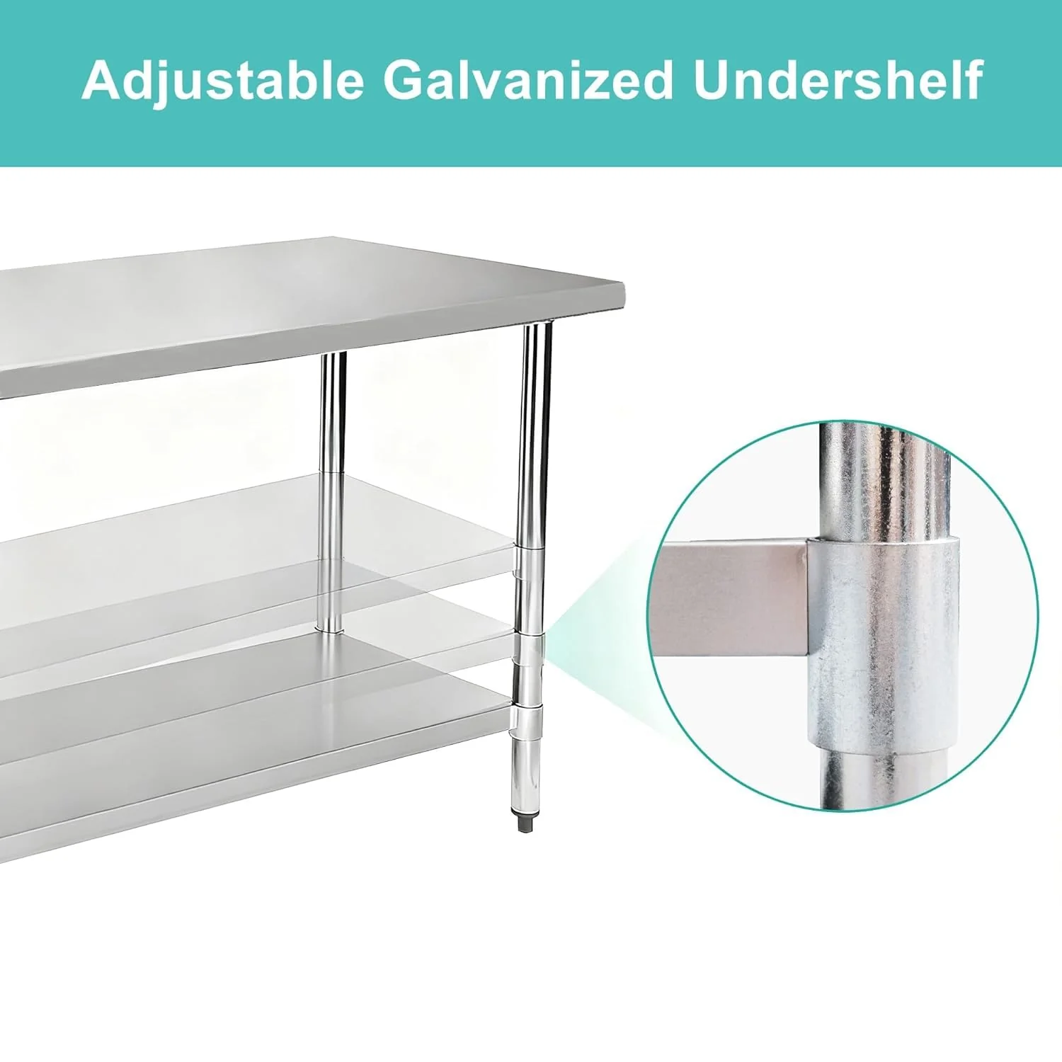 Okeyolive Stainless Steel Work Table 24 x 36 Inch, NSF Commercial Prep Table with Undershelf, Heavy Duty Food Prep Workstation - Image 5