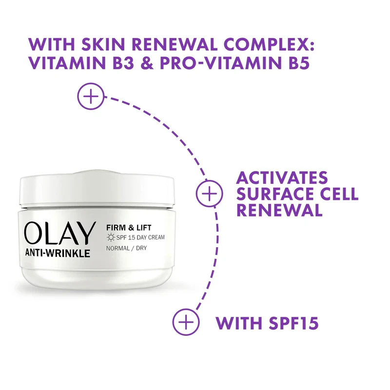 Olay Anti-Wrinkle Firm & Lift Day Cream With SPF15, Helps To Visibly Reduce Fine Lines & Wrinkles And Protects Against Premature Signs Of Ageing,50ml - Image 4