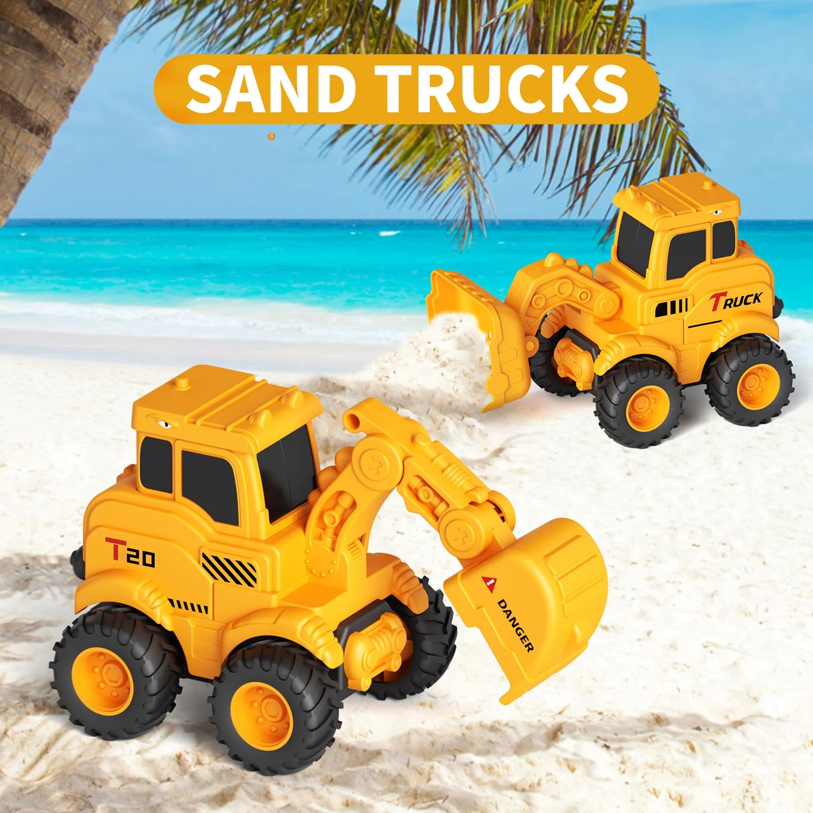 Olbyefly Construction Toys for 2 3 4 5 6 + Year Old Boys Kids Toddlers Girls, Sandbox Excavator Toy Trucks Construction Truck Toys Vehicles Bulldozer Road Roller Toy Christmas Birthday Gifts for Boys - Image 6