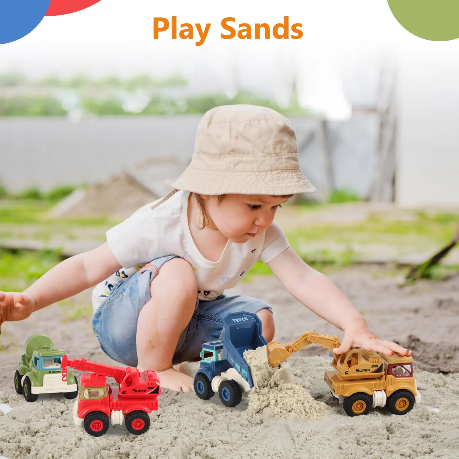 Olbyefly Construction Toys for 2 3 4 5 Years Old Boys Girls Kids Toddlers, Sandbox Excavator Toy Construction Truck Toys Vehicles Dump Crane Cement Mixer Truck, Christmas Birthday Gifts - Image 3