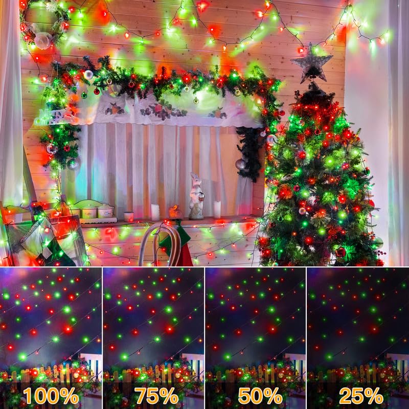 Ollny Christmas Lights, 500LED 164FT Long Christmas Tree Lights with 8 Modes Remote Timer IP44 Waterproof, Outdoor Christmas Lights for Tree House Yard Outside Xmas Decorations (Red+Green) - Image 3