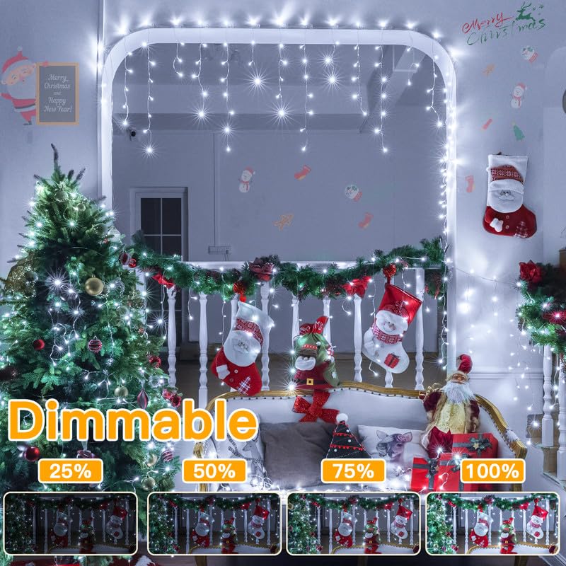 Ollny Icicle Lights for Outside 504LED 41FT, Cool White Christmas Light with Remote 8Modes Timers Waterproof, Plug in Connectable Hanging Lights for Outdoor Indoor House Roof Holiday - Image 3