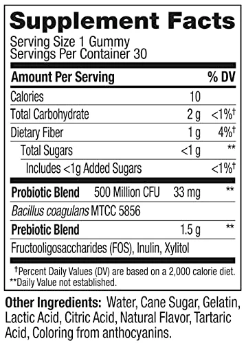 OLLY Probiotic + Prebiotic Gummy, Digestive Support and Gut Health, 500 Million CFUs, Fiber, Adult Chewable Supplement for Men and Women, Peach, 30 Day Supply - 30 Count - Image 3