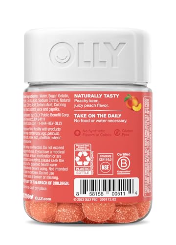 OLLY Probiotic + Prebiotic Gummy, Digestive Support and Gut Health, 500 Million CFUs, Fiber, Adult Chewable Supplement for Men and Women, Peach, 30 Day Supply - 30 Count - Image 5