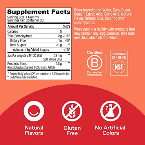 OLLY Probiotic + Prebiotic Gummy, Digestive Support and Gut Health, 500 Million CFUs, Fiber, Adult Chewable Supplement for Men and Women, Peach, 30 Day Supply - 30 Count - Image 7