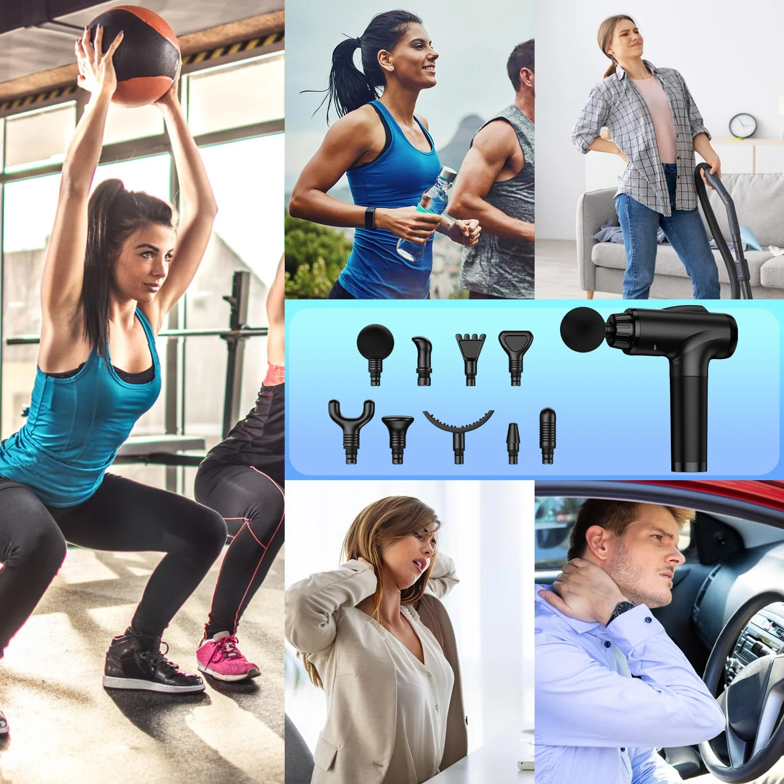 OLsky Massage Gun Deep Tissue, Handheld Electric Muscle Massager, High Intensity Percussion Massage Device for Pain Relief with 9 Attachments & 30 Speed(Black) - Image 2