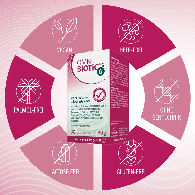 OMNi BiOTiC 6 | Glass | 30 Servings (60g) | 6 Bacterial Strains | 4 Billion Germs per Daily Dose | Powder | With Inulin | Vegan | Gluten Free | Lactose Free | For Daily Use - Image 5